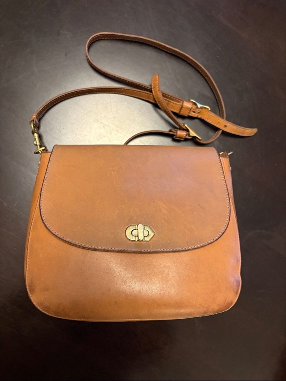 CLARE V Turnlock Classic Tan Leather Crossbody Shoulder Bag - Picture 3 of 11